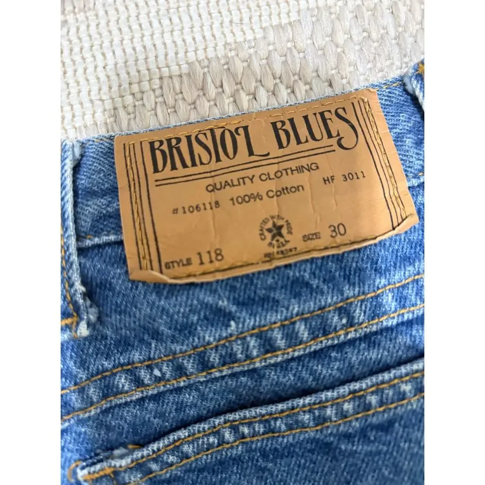 Bristol Blues Size 30 Women's Long Jean Shorts Blue Denim
